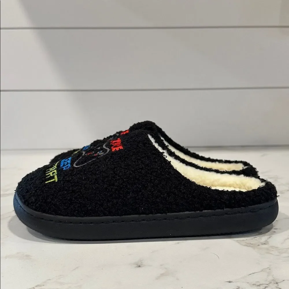 Capellini Kids Gamer Themed Slippers Indoor NEW Size 3/4 Black Faux Fur Medium